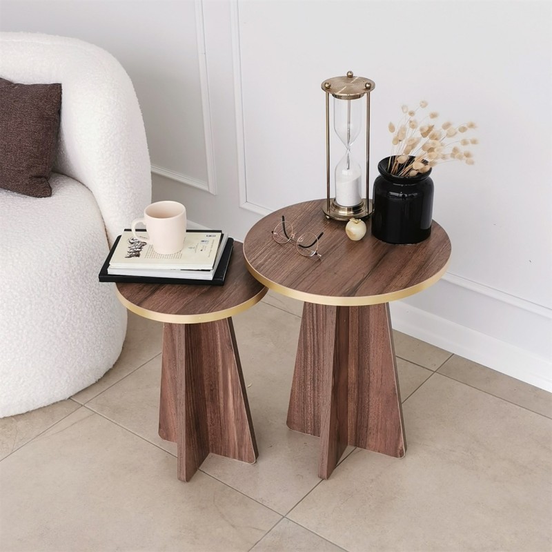 Coffee Table Set Mushroom 2 - Gold, Walnut Gold
Walnut