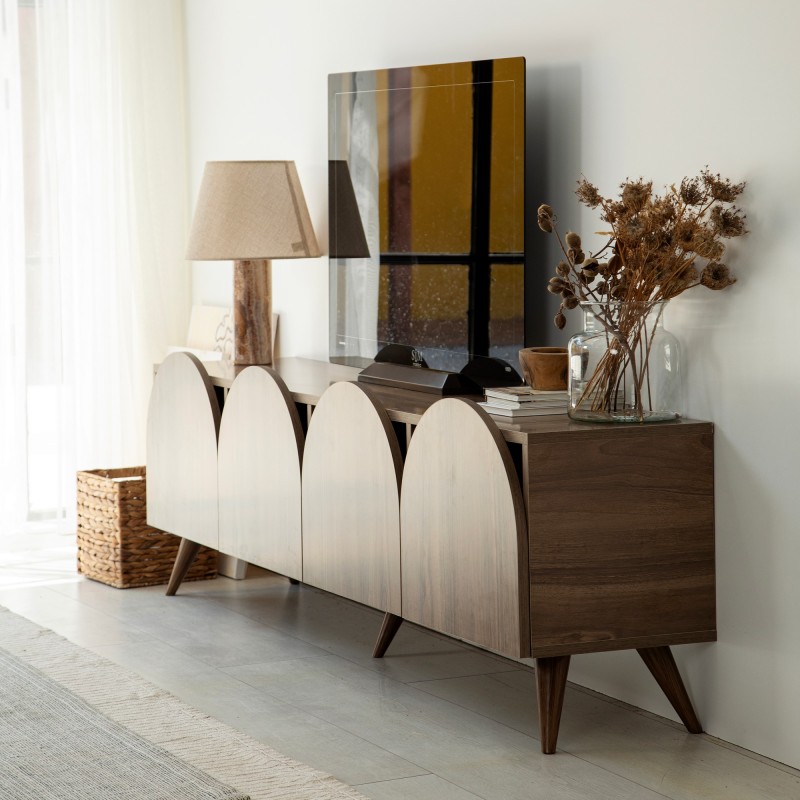 Έπιπλο Τηλεόρασης - Mesta - Χρώμα Καρυδί - 180x35x50εκ