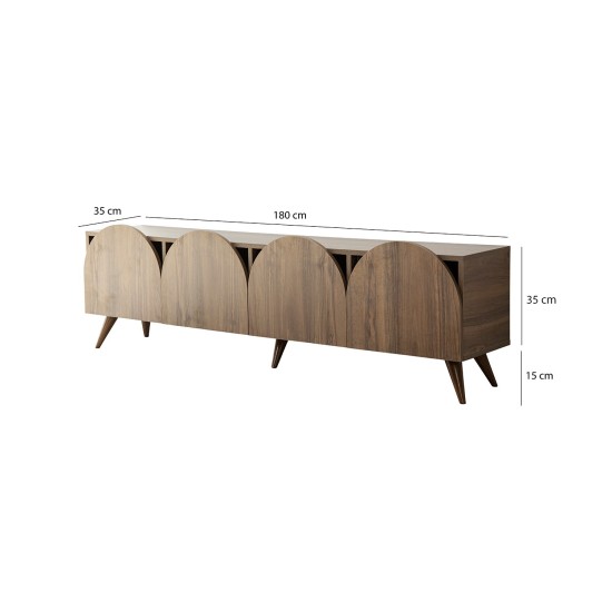 Έπιπλο Τηλεόρασης - Mesta - Χρώμα Καρυδί - 180x35x50εκ