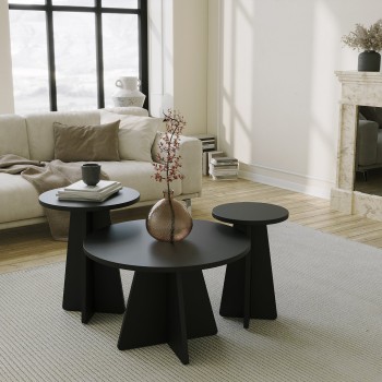 Coffee Table Set Mushroom 3 - Black Black