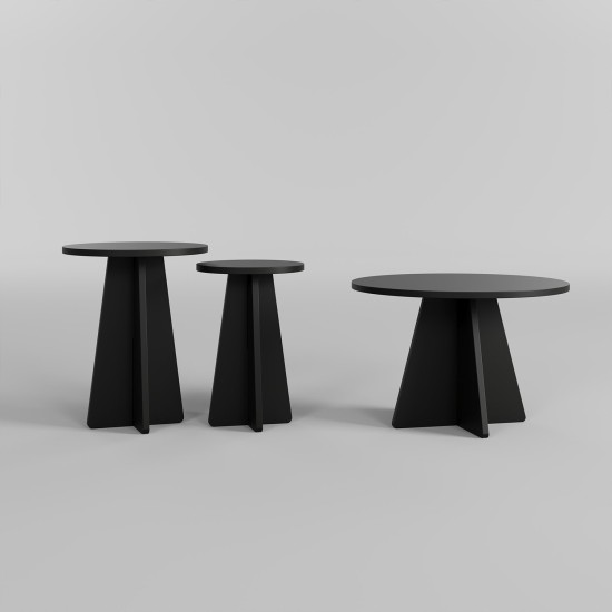 Coffee Table Set Mushroom 3 - Black Black Coffee Table Set Mushroom 3 - Black Black