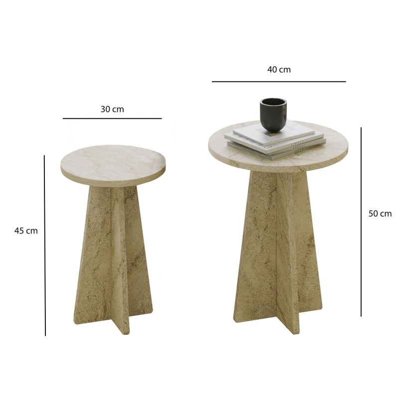 Coffee Table Set Mushroom 2 Travertine
