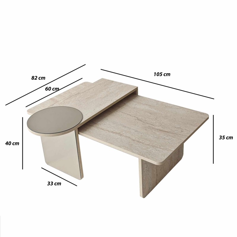 Nesting Table (2 Pieces) Luna - Travertine Travertine
Bronze