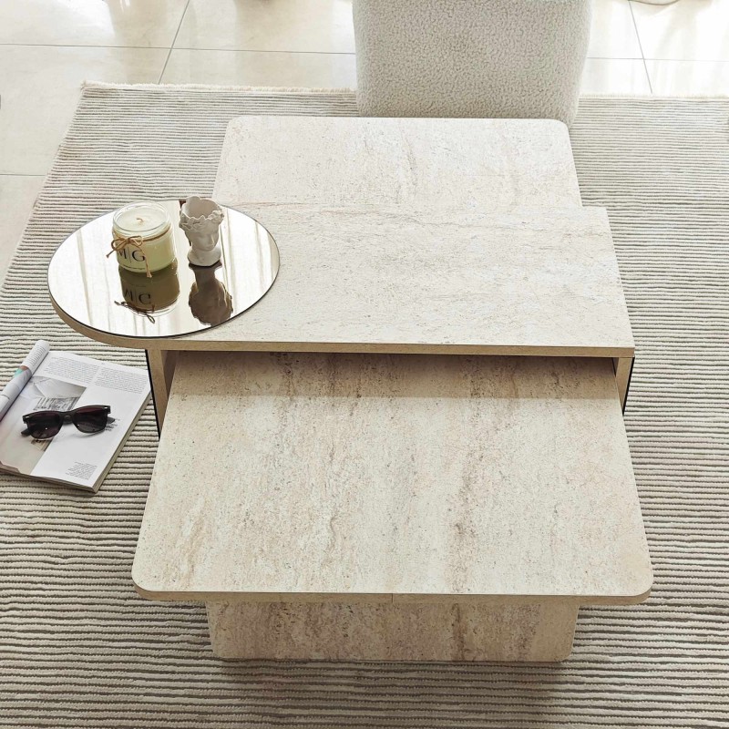 Nesting Table (2 Pieces) Luna - Travertine Travertine
Bronze