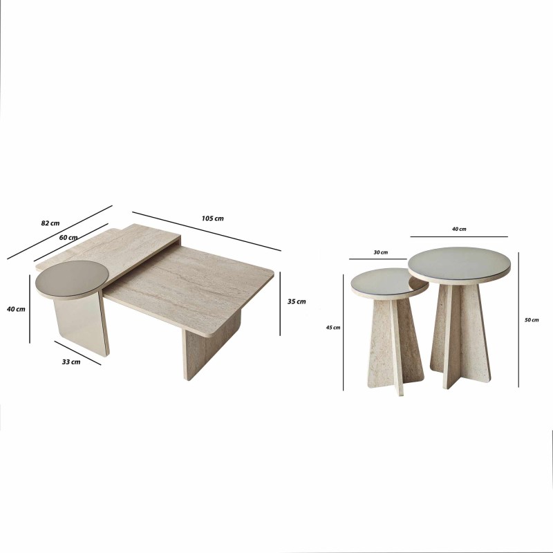 Nesting Table (4 Pieces) Luna - Travertine Travertine
Bronze