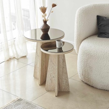 Side Table Set Luna - Travertine Travertine
Bronze