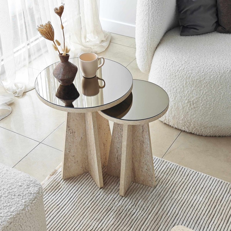 Side Table Set Luna - Travertine Travertine
Bronze