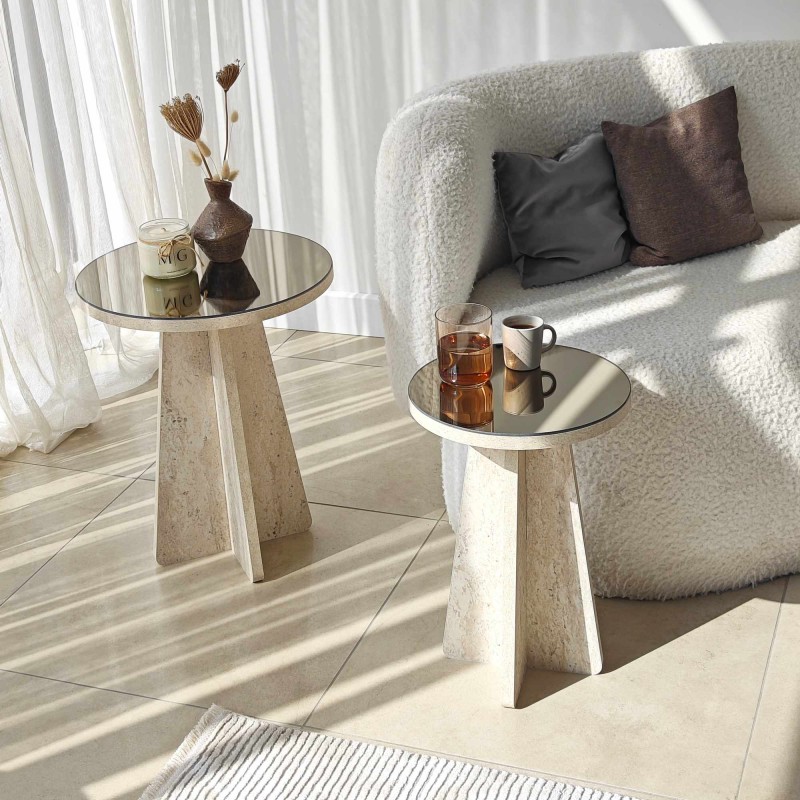 Side Table Set Luna - Travertine Travertine
Bronze