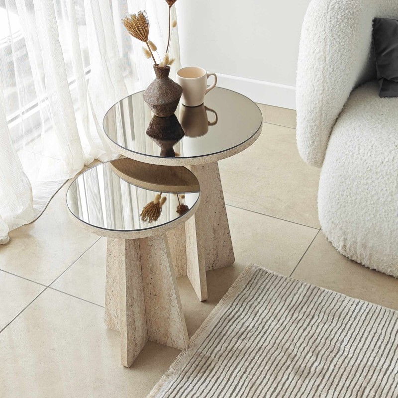 Side Table Set Luna - Travertine Travertine
Bronze
