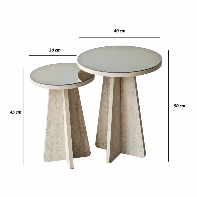 Side Table Set Luna - Travertine Travertine
Bronze