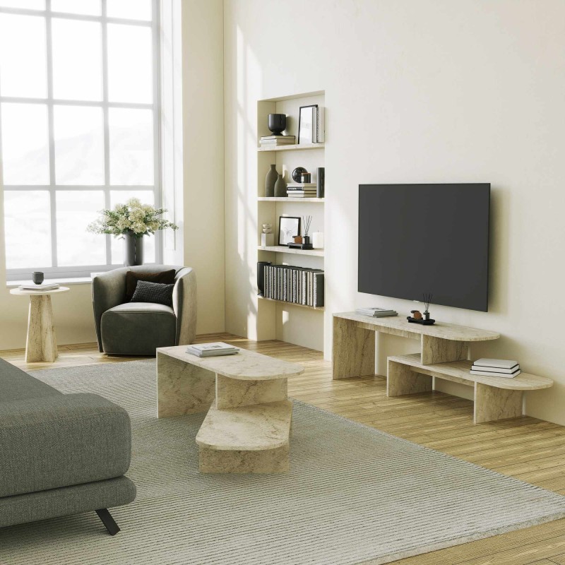 TV Stand Puzzle - Travertine Travertine
