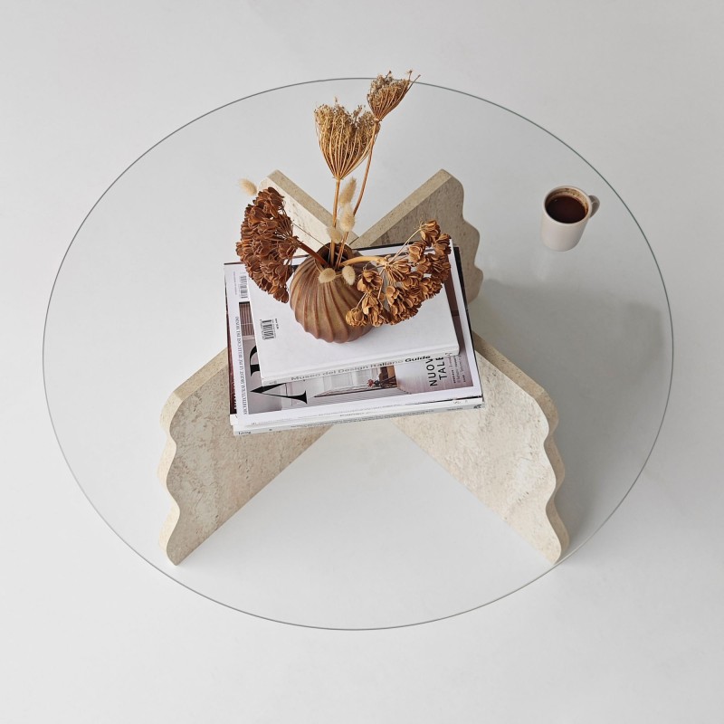 Coffee Table Butterfly - Travertine, Transparent Travertine
Transparent