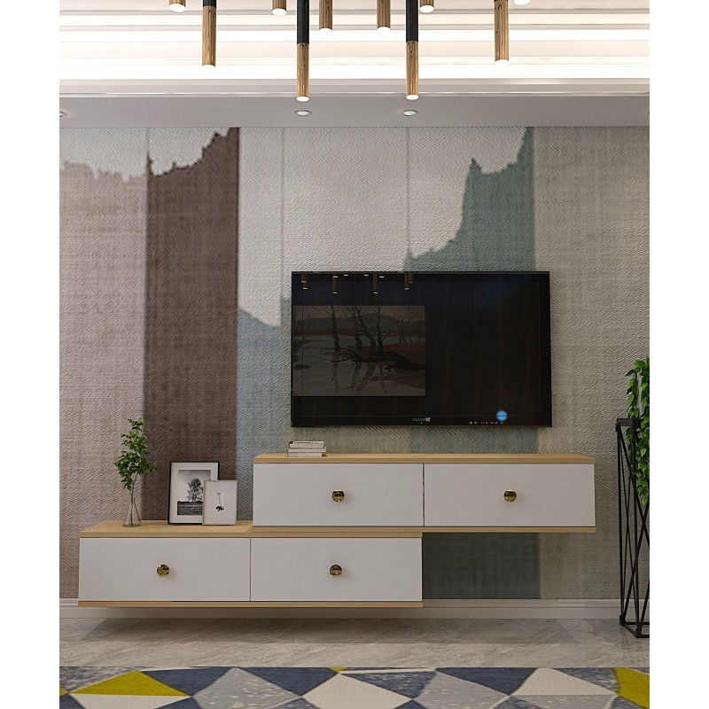 TV Stand Zuzu Double - Sapphire Oak, White Sapphire Oak
White