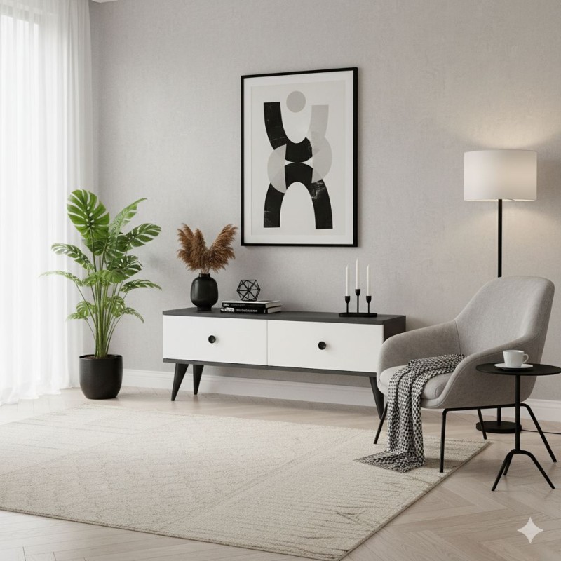 TV Stand Mona 120 - Anthracite, White Anthracite
White