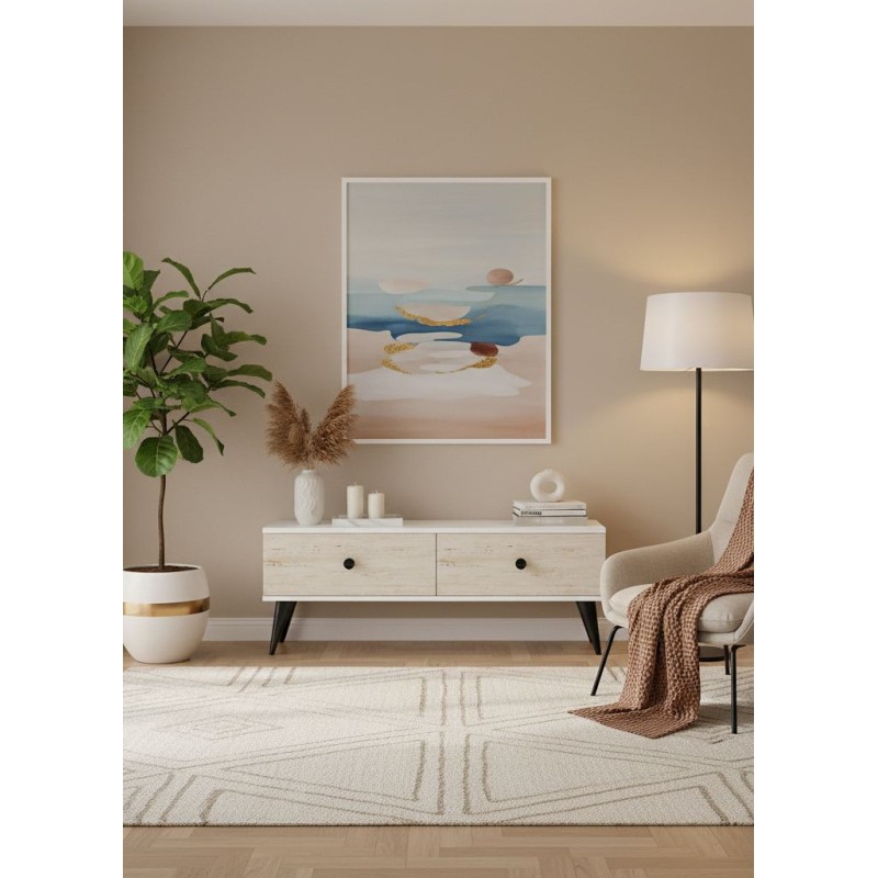 TV Stand Mona 120 - White, Travertine White
Travertine
