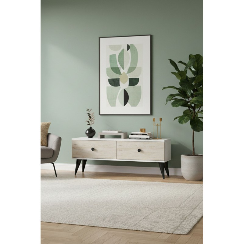 TV Stand Mona 120 - White, Travertine White
Travertine