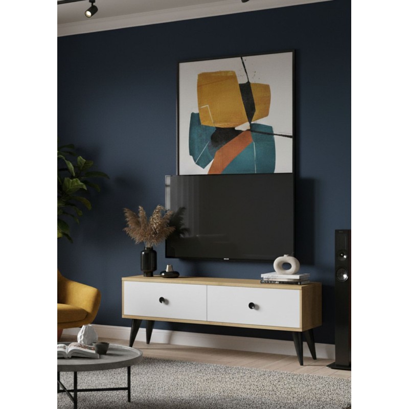 TV Stand Mona 120 - Sapphire Oak, White Sapphire Oak
White