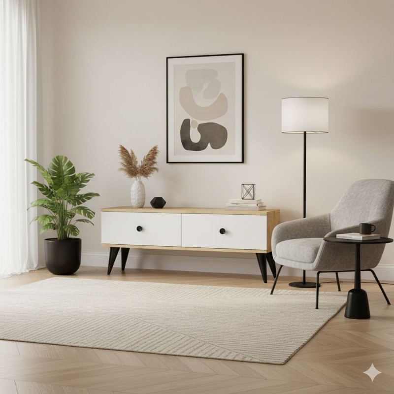 TV Stand Mona 120 - Sapphire Oak, White Sapphire Oak
White