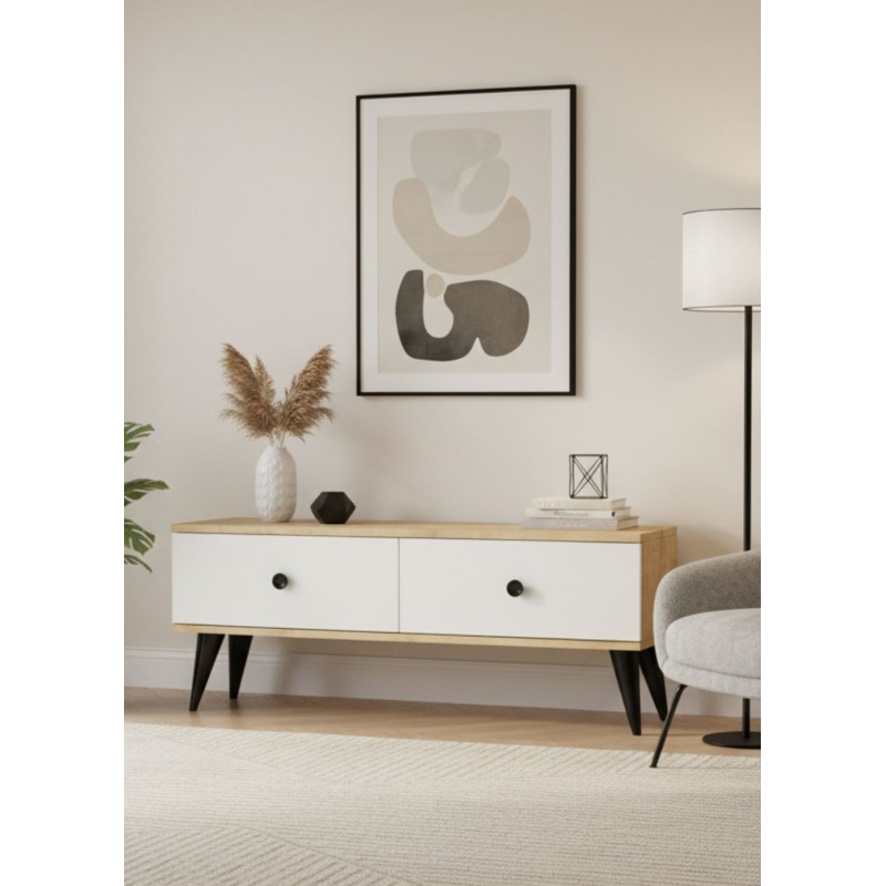 TV Stand Mona 120 - Sapphire Oak, White Sapphire Oak
White