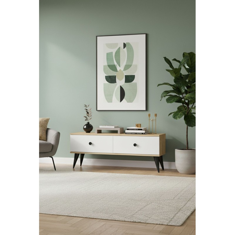 TV Stand Mona 120 - Sapphire Oak, White Sapphire Oak
White