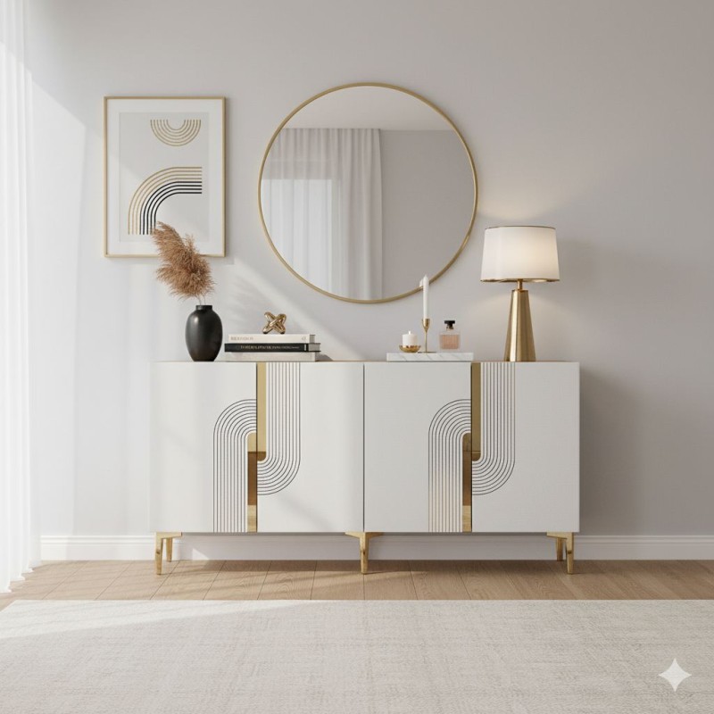 Console Meyra 150 - White, Gold White
Gold