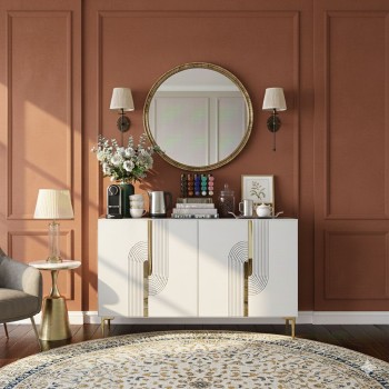 Console Meyra 120 - White, Gold White
Gold