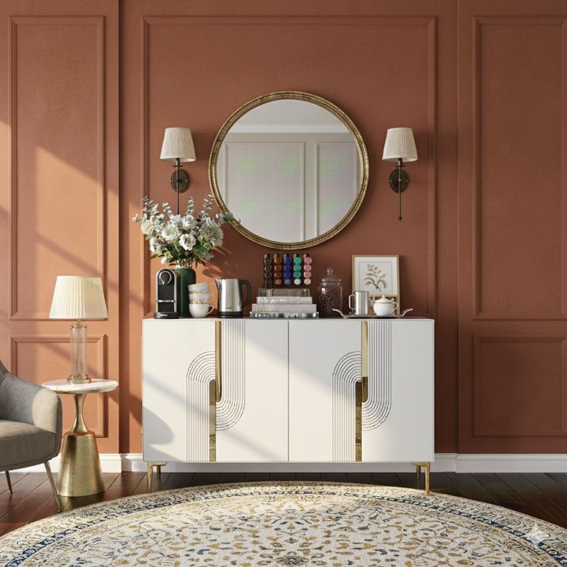 Console Meyra 120 - White, Gold White
Gold