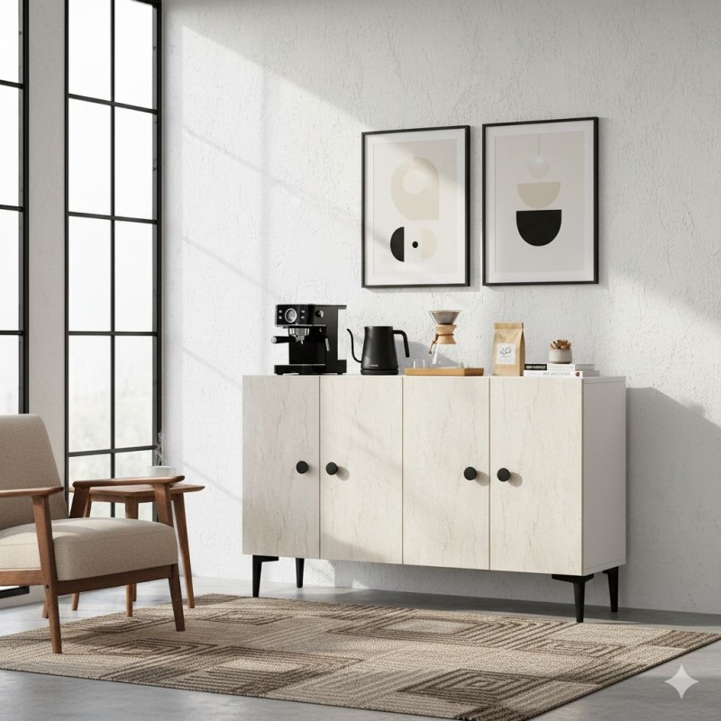 Console Pella 120 - White, Travertine White
Travertine