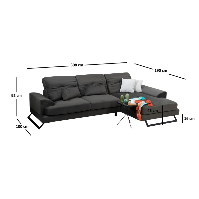 Corner Sofa Frido Corner Right (L3+Chl) Anthracite