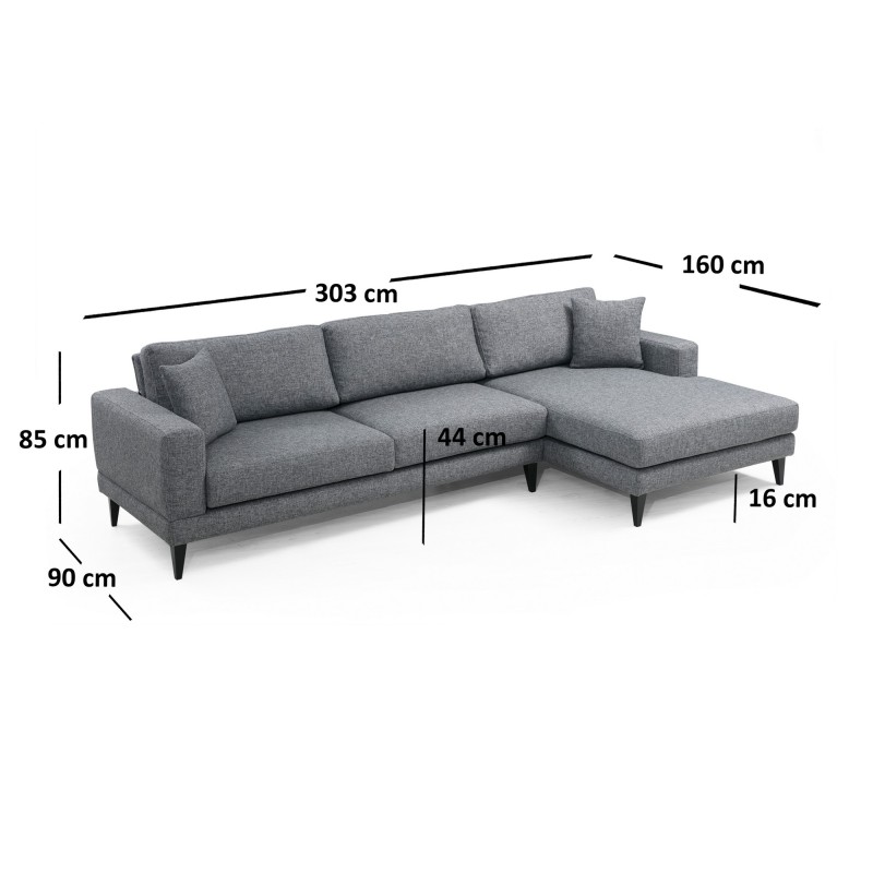 Corner Sofa-Bed Nordic Corner Right (L3+Chl) Dark Grey