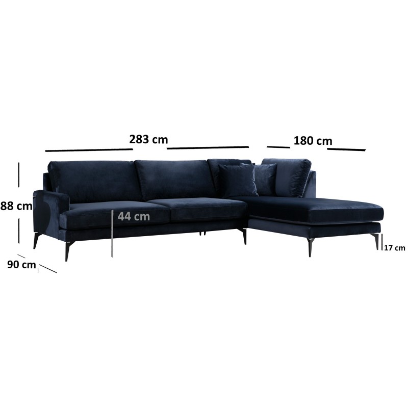 Corner Sofa Papira Corner Right (L3+Chl) - Navy Blue Navy Blue