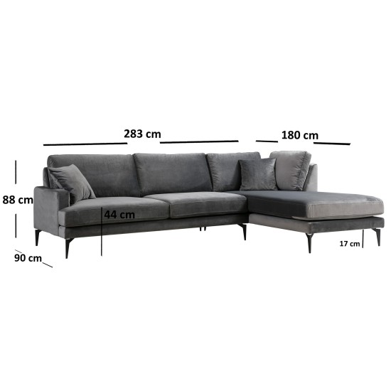 Corner Sofa Papira Corner Right (L3+Chl) - Anthracite Anthracite Atelier del Sofa Corner Sofa Papira Corner Right (L3+Chl) - Anthracite Anthracite