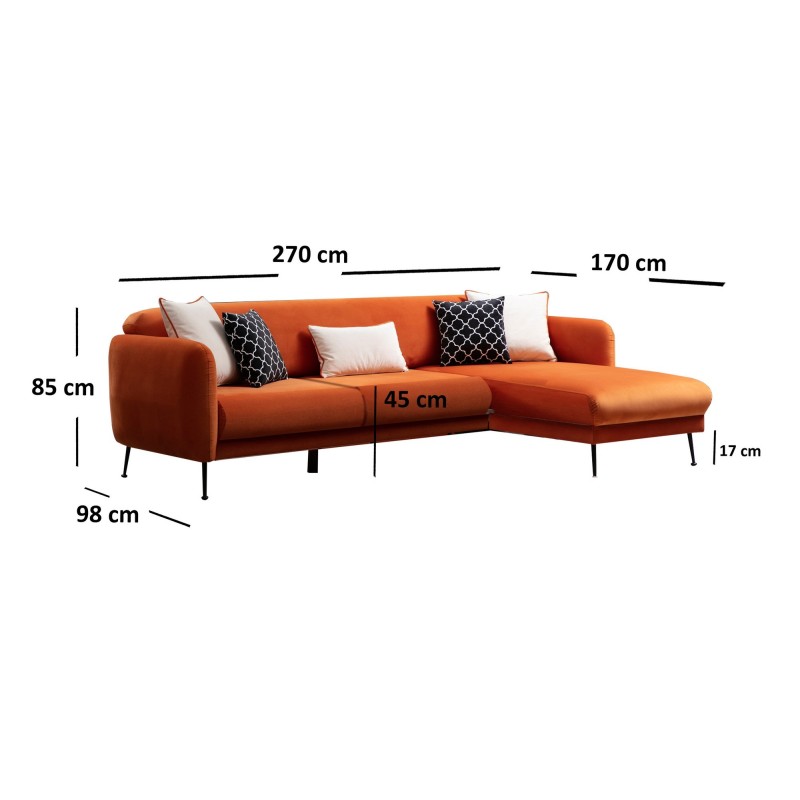 Corner Sofa-Bed Sevilla Corner Right (L3+Chl) Orange