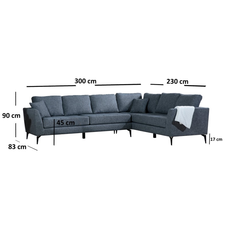 Corner Sofa Tempo Corner Right (L3+3) Dark Grey