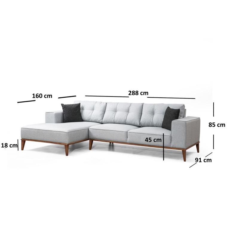 Corner Sofa-Bed Montana Corner Left (Chl+3R) Light Grey