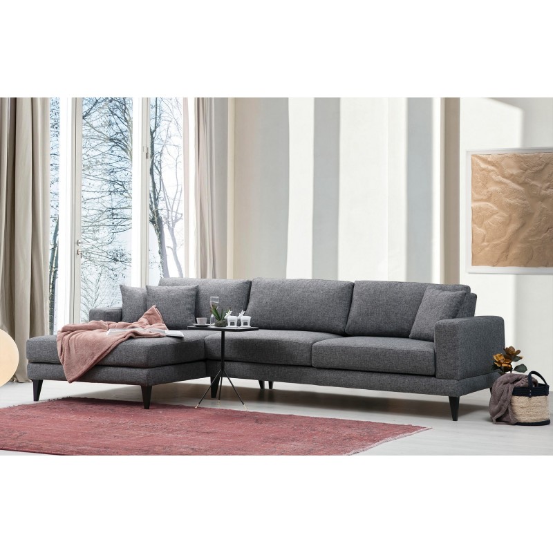 Corner Sofa-Bed Nordic Corner Left (Chl+3R) Dark Grey