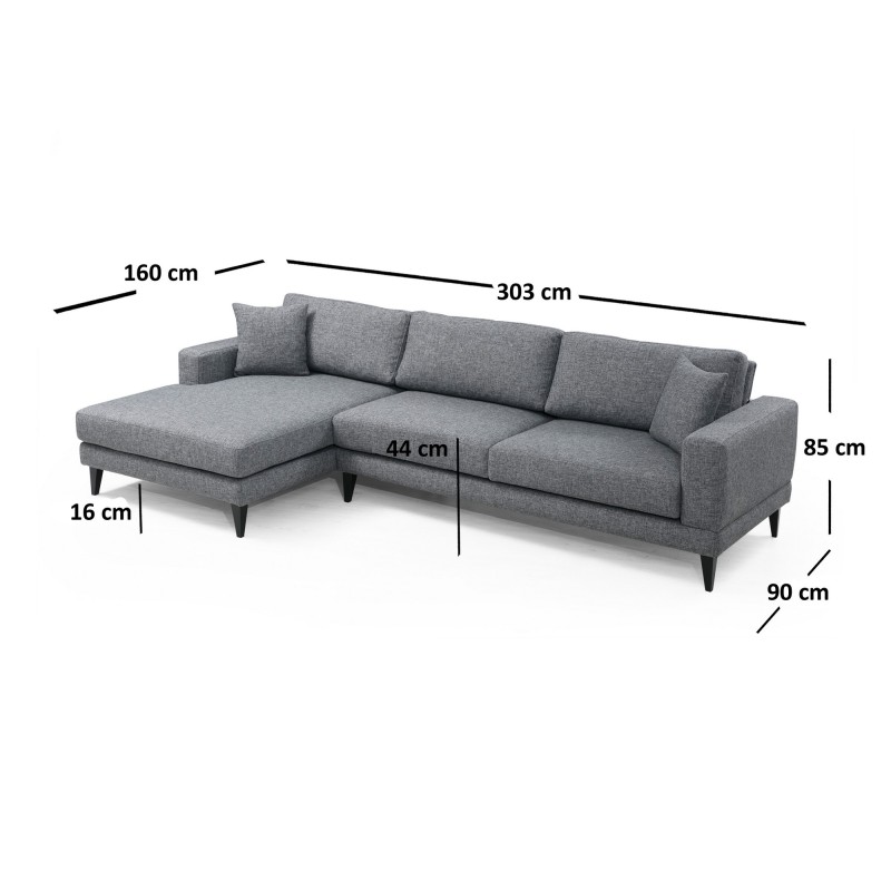 Corner Sofa-Bed Nordic Corner Left (Chl+3R) Dark Grey