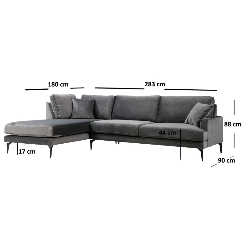 Corner Sofa Papira Corner Left (Chl+3R) - Anthracite Anthracite
