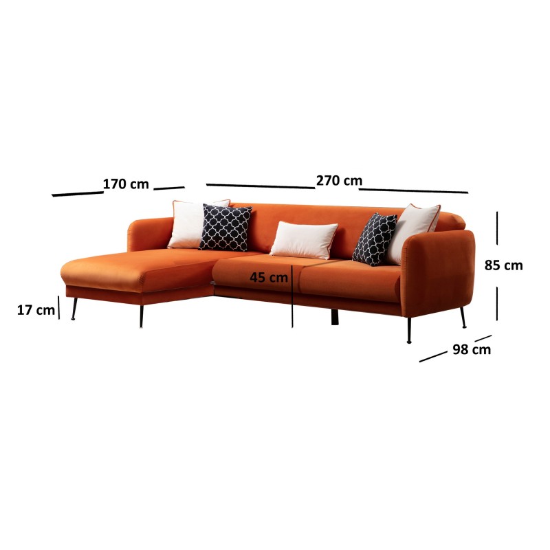 Corner Sofa-Bed Sevilla Corner Left (Chl+3R) Orange