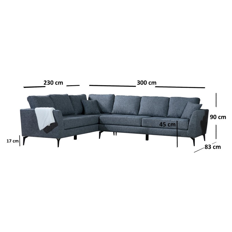 Corner Sofa Tempo Corner Left (3+3R) Dark Grey