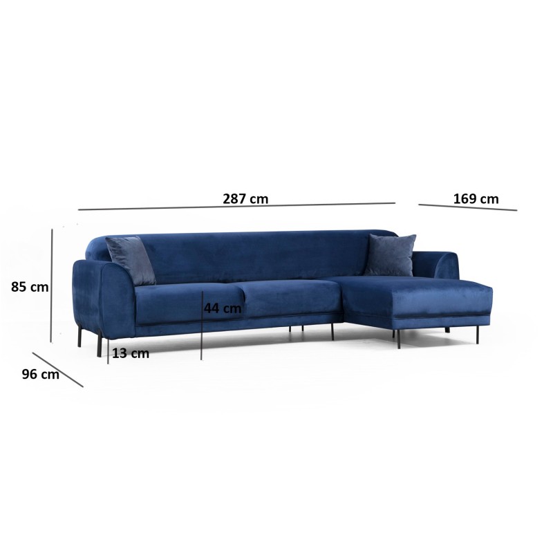 Corner Sofa-Bed Image Corner Right ( L3-Chl ) - Navy Blue Navy Blue
