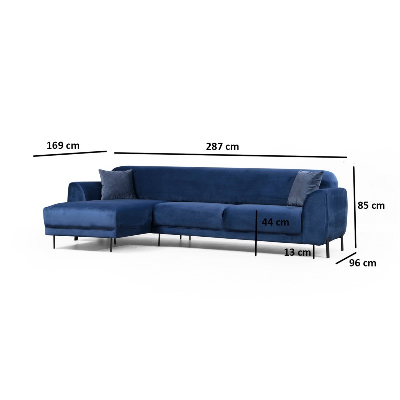 Corner Sofa-Bed Image Corner Left ( Chl-3R ) - Navy Blue Navy Blue