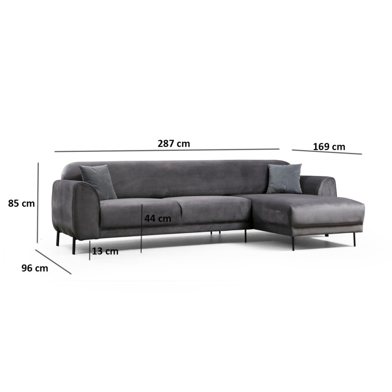 Corner Sofa-Bed Image Corner Right ( L3-Chl ) - Anthracite Anthracite