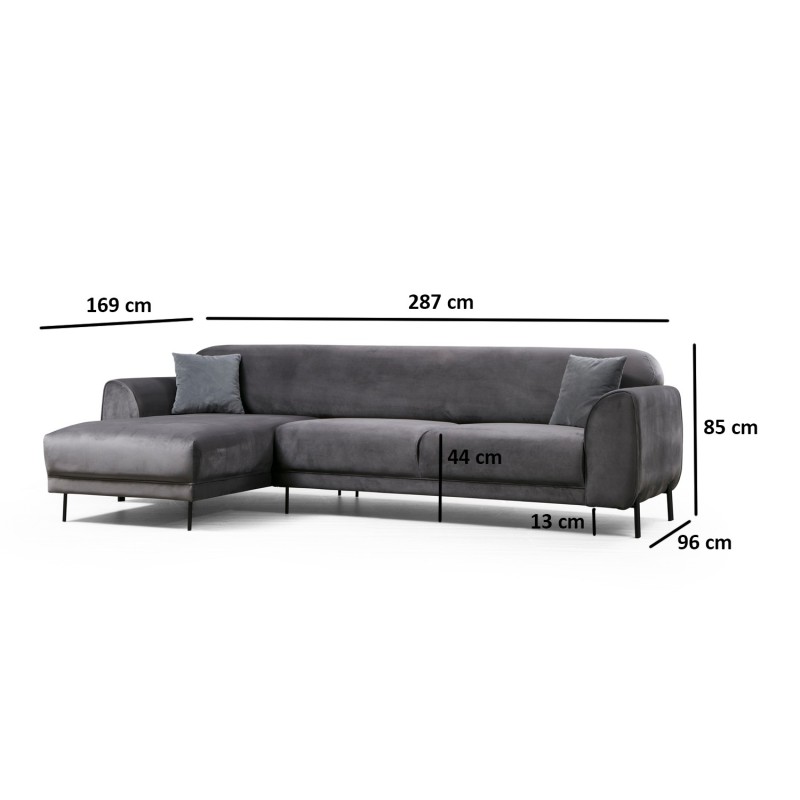 Corner Sofa-Bed Image Corner Left ( Chl-3R ) - Anthracite Anthracite