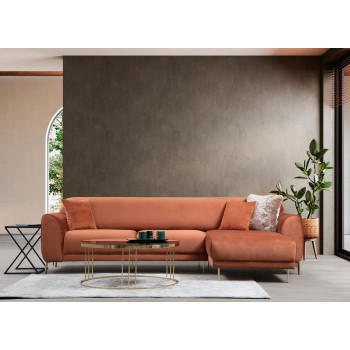 Corner Sofa-Bed Image Corner Right ( L3-Chl ) - Cinnamon Cinnamon