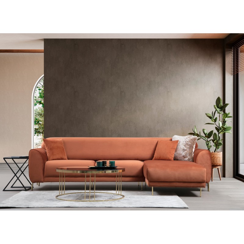 Corner Sofa-Bed Image Corner Right ( L3-Chl ) - Cinnamon Cinnamon