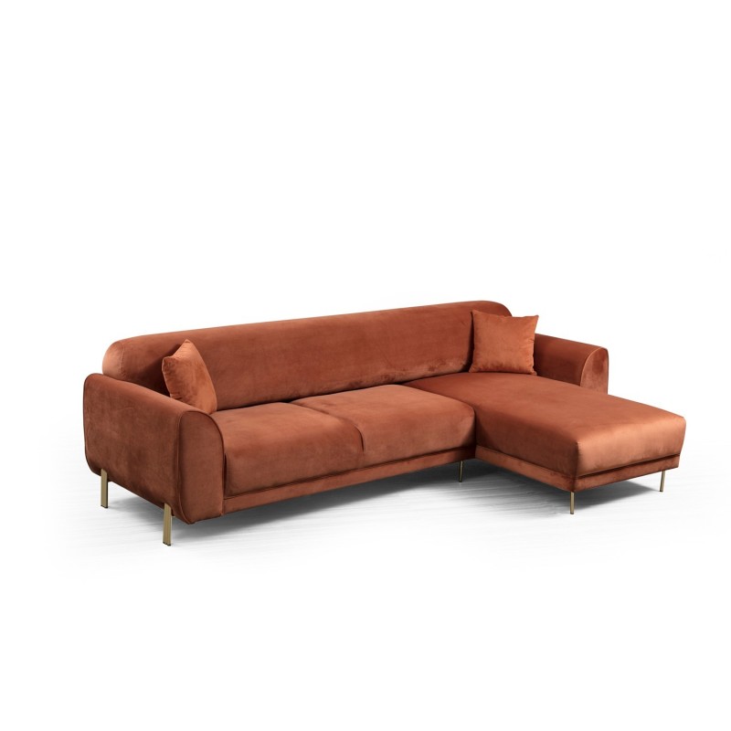 Corner Sofa-Bed Image Corner Right ( L3-Chl ) - Cinnamon Cinnamon