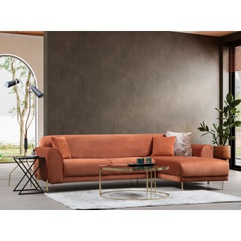 Corner Sofa-Bed Image Corner Right ( L3-Chl ) - Cinnamon Cinnamon