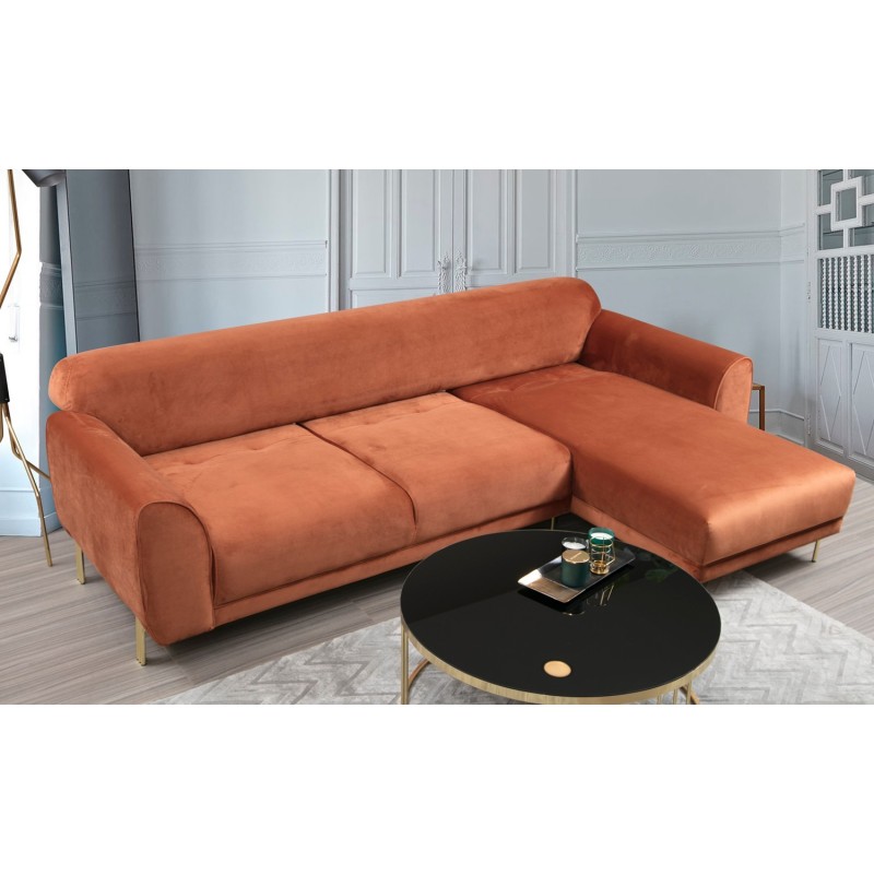 Corner Sofa-Bed Image Corner Right ( L3-Chl ) - Cinnamon Cinnamon