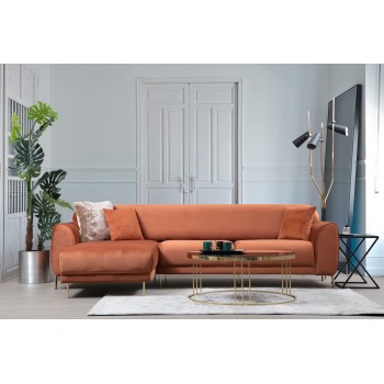Corner Sofa-Bed Image Corner Left ( Chl-3R ) - Cinnamon Cinnamon
